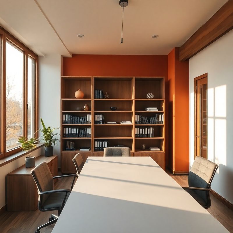Interior de birou de consultanță din Brașov, cu tonuri de ardezie și lemn